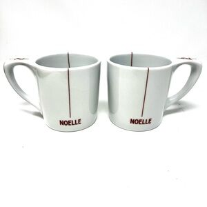 notNeutral 2 10oz Lino Mugs Noelle White Brown Stripe Bird “You Wild Animal You”